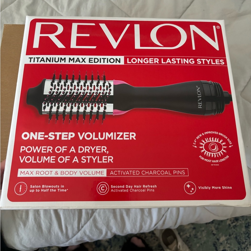 REVLON one-step hair dryer and volumizer hot air brush, titanium max edition
